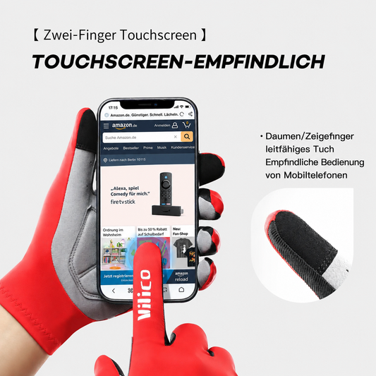 atmungsaktive Radsport-Handschuhe für Damen und Herren mit leitfähigem Daumen und Zeigefinger für präzise Smartphone-Bedienung beim Radfahren, MTB und Outdoor-Sport.