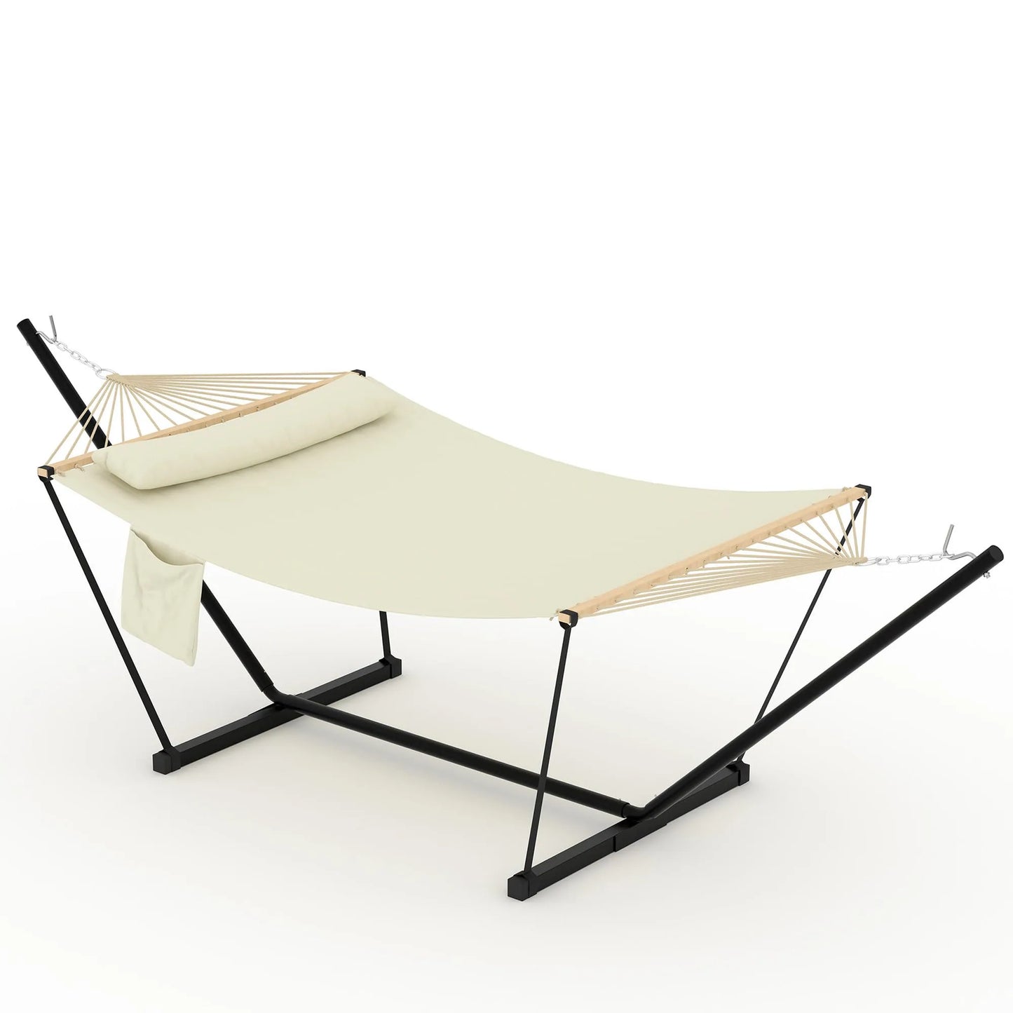 2 Personen Hängematte mit Gestell – Outdoor & Indoor, Verstellbarer Stahlrahmen, Wetterfest, inkl. Kissen – Bis 200kg Belastbar