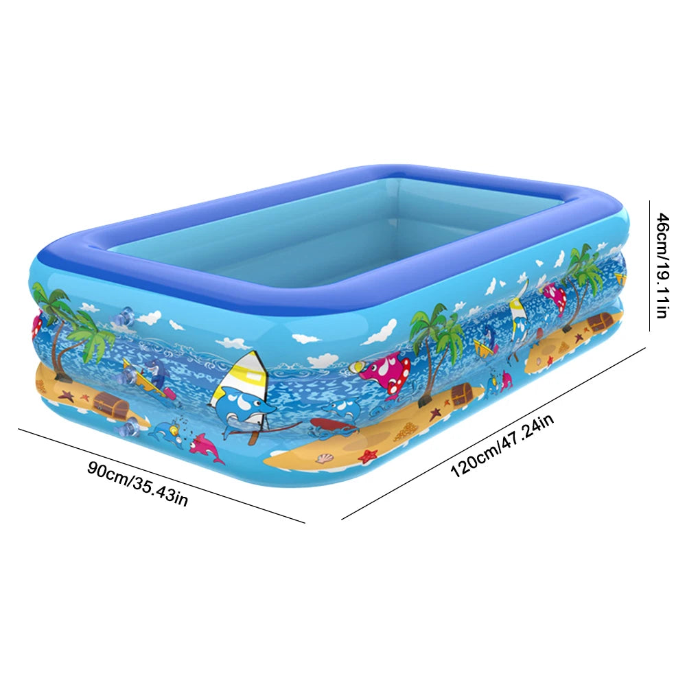 Aufblasbarer Familienpool – Rechteckiges Kinderpool & Planschbecken für Garten und Sommer