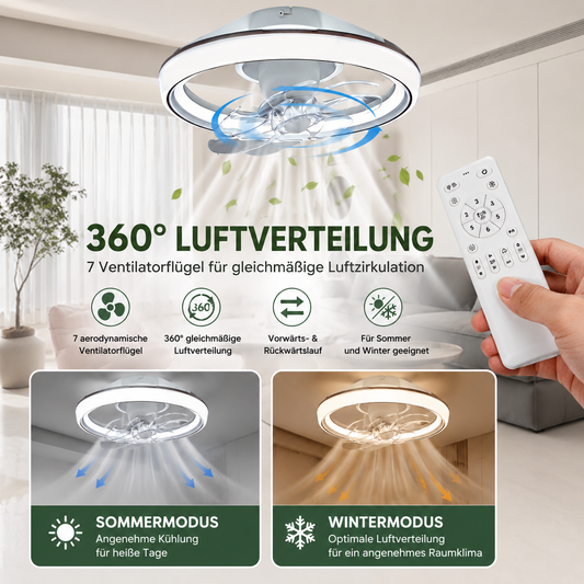 Deckenventilator mit LED Beleuchtung, RGB-Licht & Bluetooth-Lautsprecher