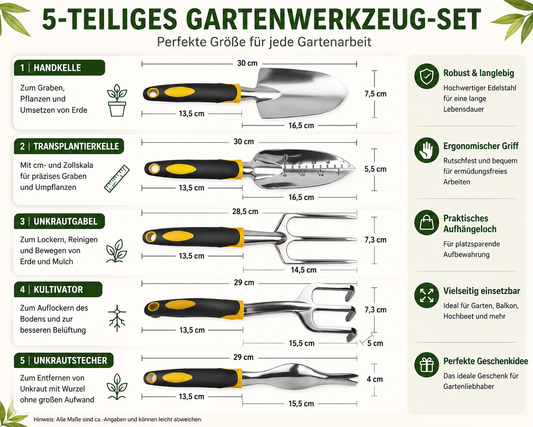 Gartenwerkzeug Set mit Handkelle und Kultivator
