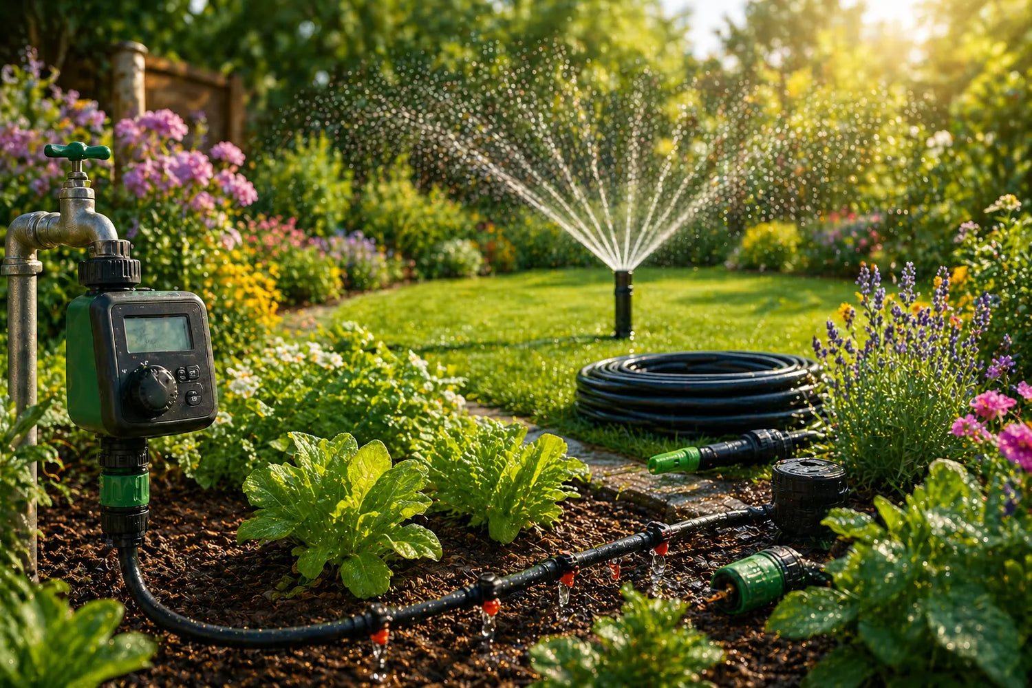 Bewässerung Garten für Pflanzen und Rasen