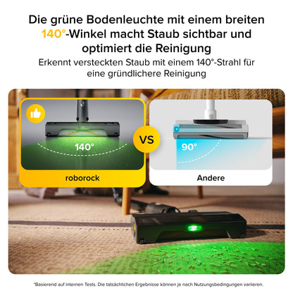Roborock H60 Ultra bei der Reinigung unter Möbeln mit flexiblem Saugrohr