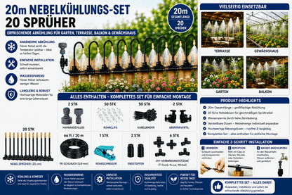 Nebelkühlsystem Garten 360° Nebeldüsen Set