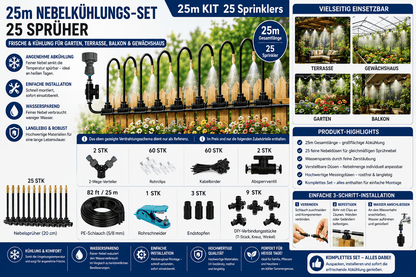 Nebelkühlsystem Garten 360° Nebeldüsen Set
