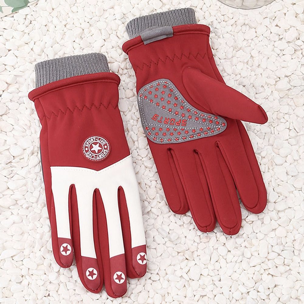 Kinder-Winterhandschuhe in Rot mit warmem Bündchen und rutschhemmender Handinnenfläche
