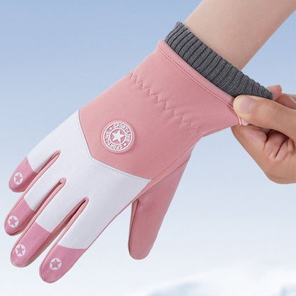 Kinder-Winterhandschuhe in Blau mit rutschhemmender Handfläche und Touchscreen-Fingern