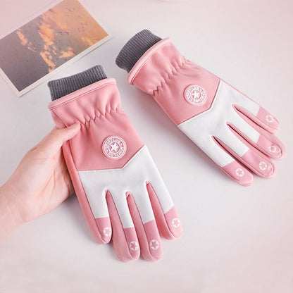 Kinder-Winterhandschuhe in Rosa mit Touchscreen-Fingerbereich und rutschfester Handfläche
