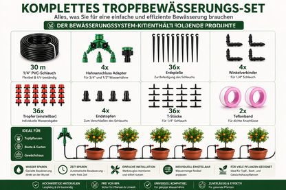 Tropfbewässerungssystem Set mit Schläuchen Tropfern und Verbindern