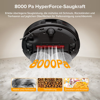 Roborock QV 35A in Schwarz bei der automatischen Reinigung von Hartböden