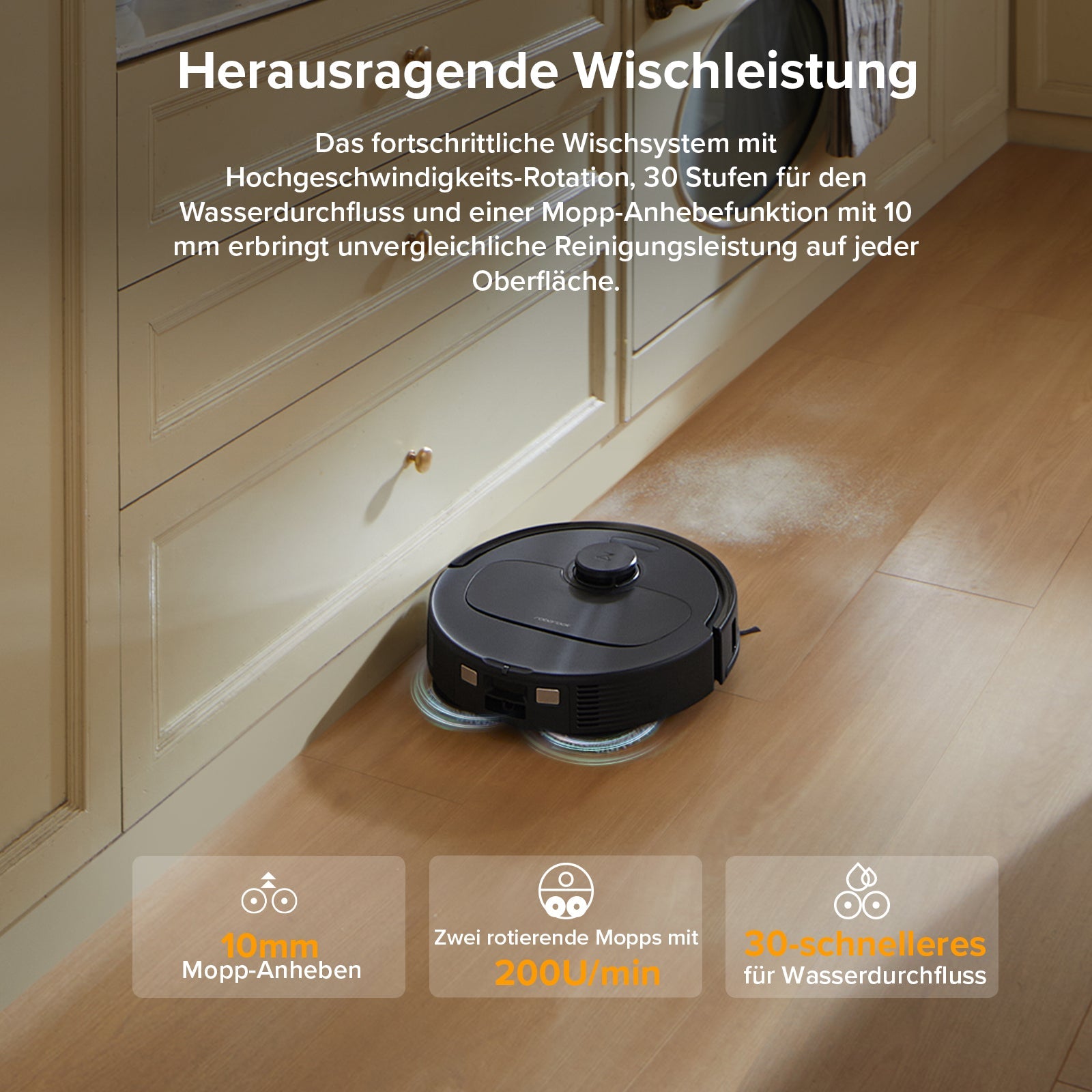 Roborock QV 35A mit App-Steuerung und schwarzer Multifunktions-Dockingstation