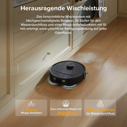 Roborock QV 35A mit App-Steuerung und schwarzer Multifunktions-Dockingstation