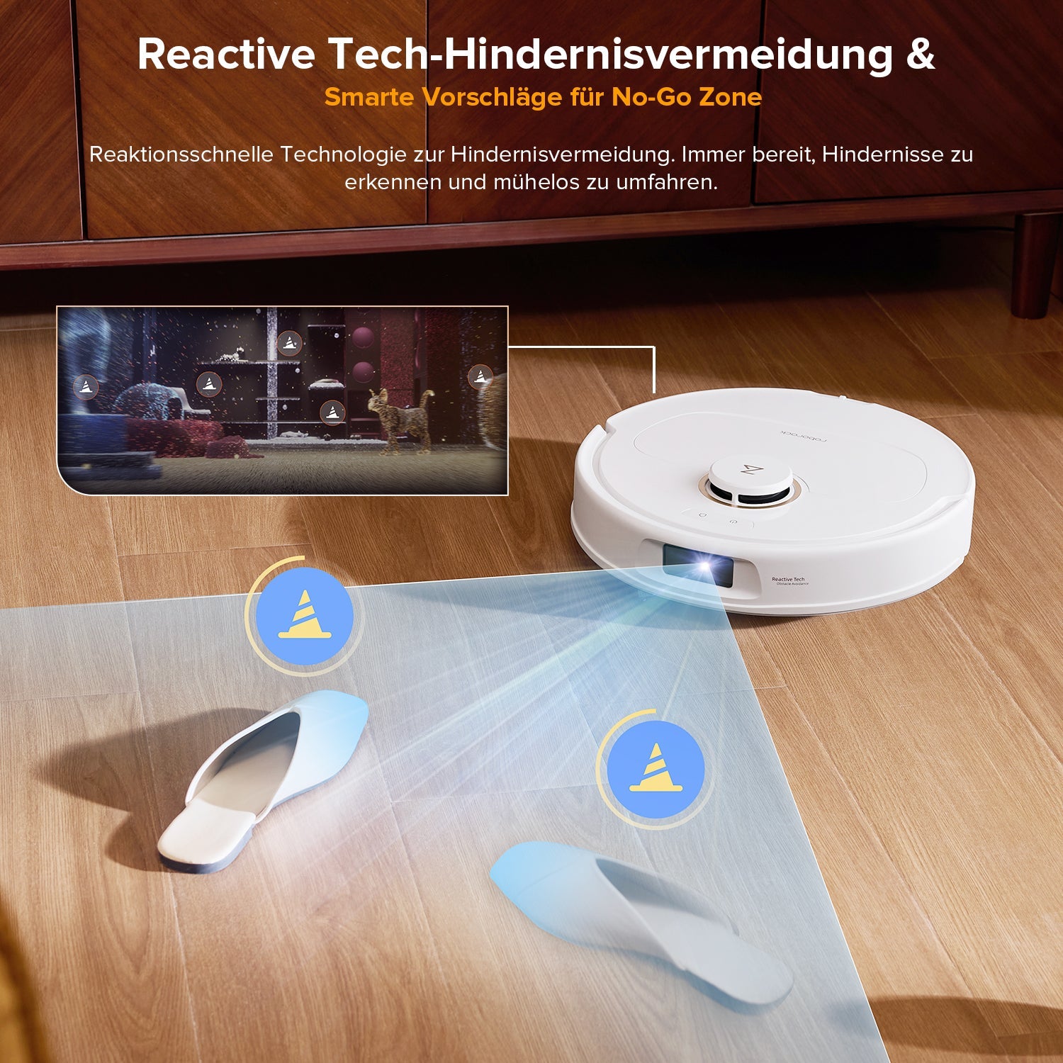 Roborock Qrevo S5V mit Reactive Tech Hindernisvermeidung für Gegenstände auf dem Boden