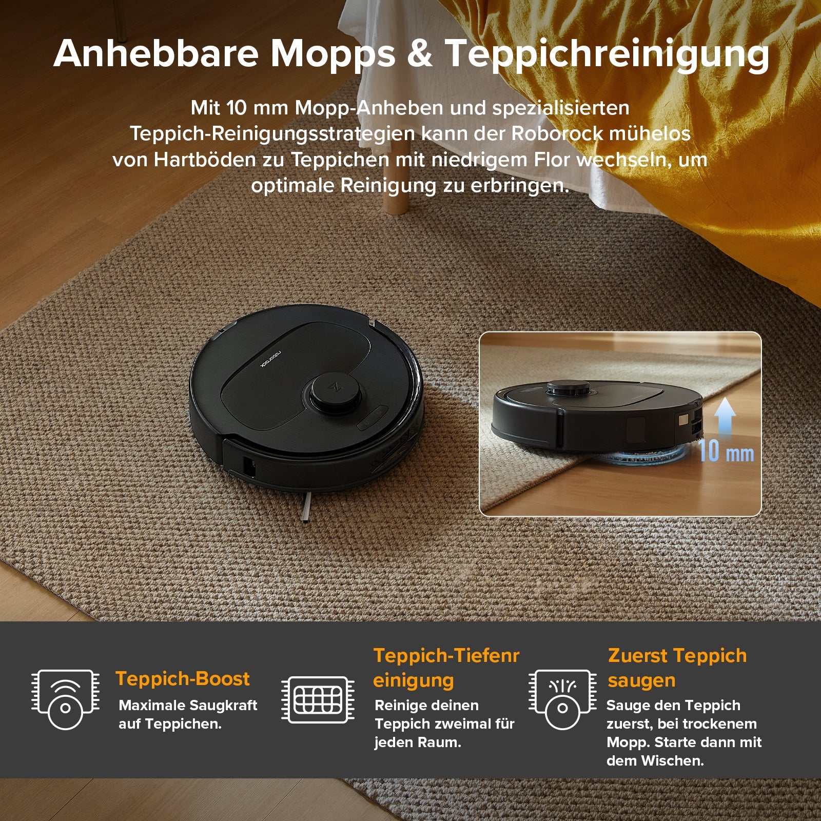 Roborock QV 35A Saug- und Wischroboter mit rotierenden Mopps