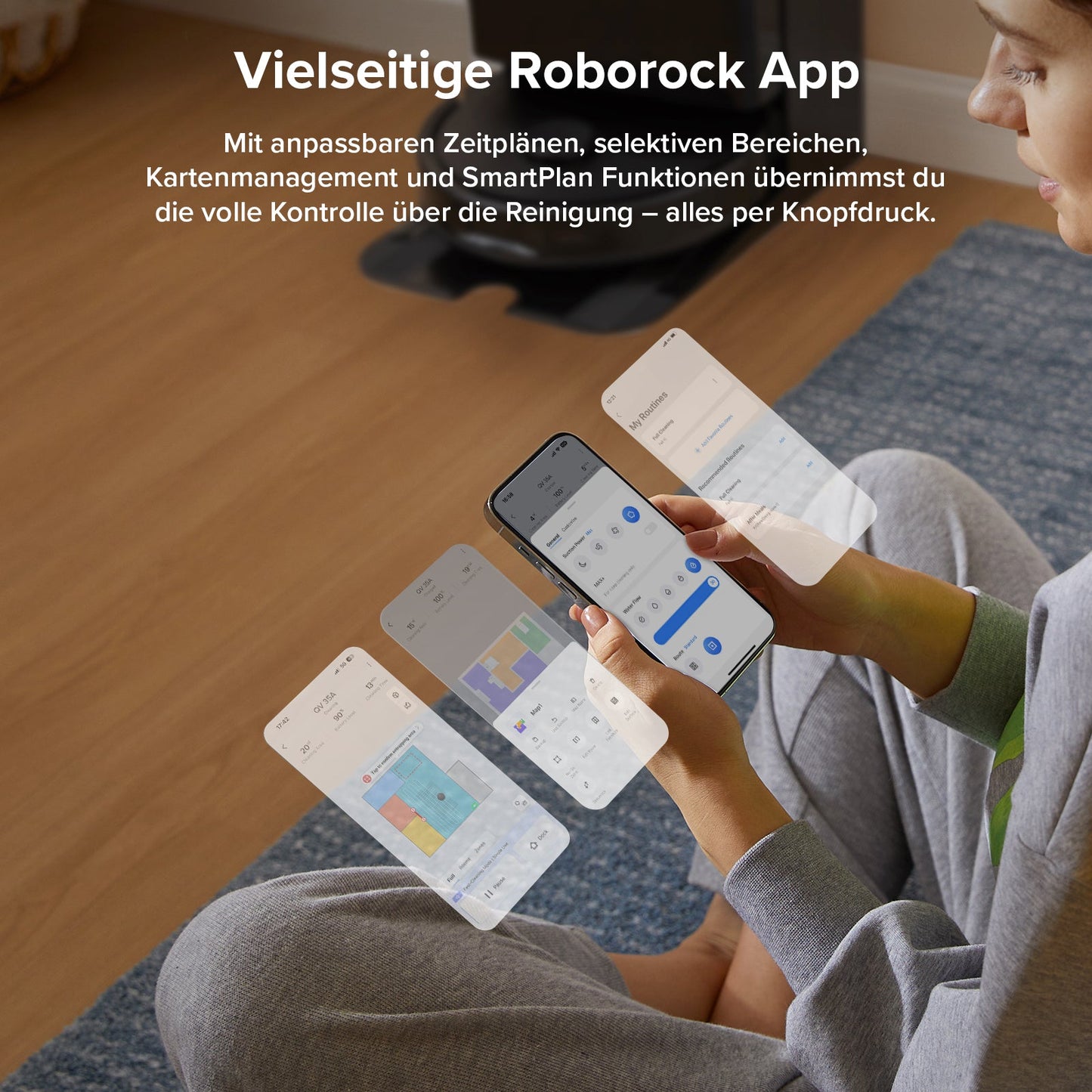 Roborock QV 35A für die Reinigung unterschiedlicher Bodenflächen und Übergänge
