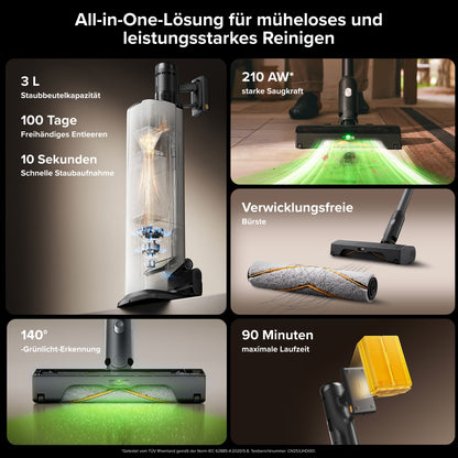 Roborock H60 Hub Ultra Akku-Staubsauger mit Absaugstation – 210 AW & 90 Min Laufzeit