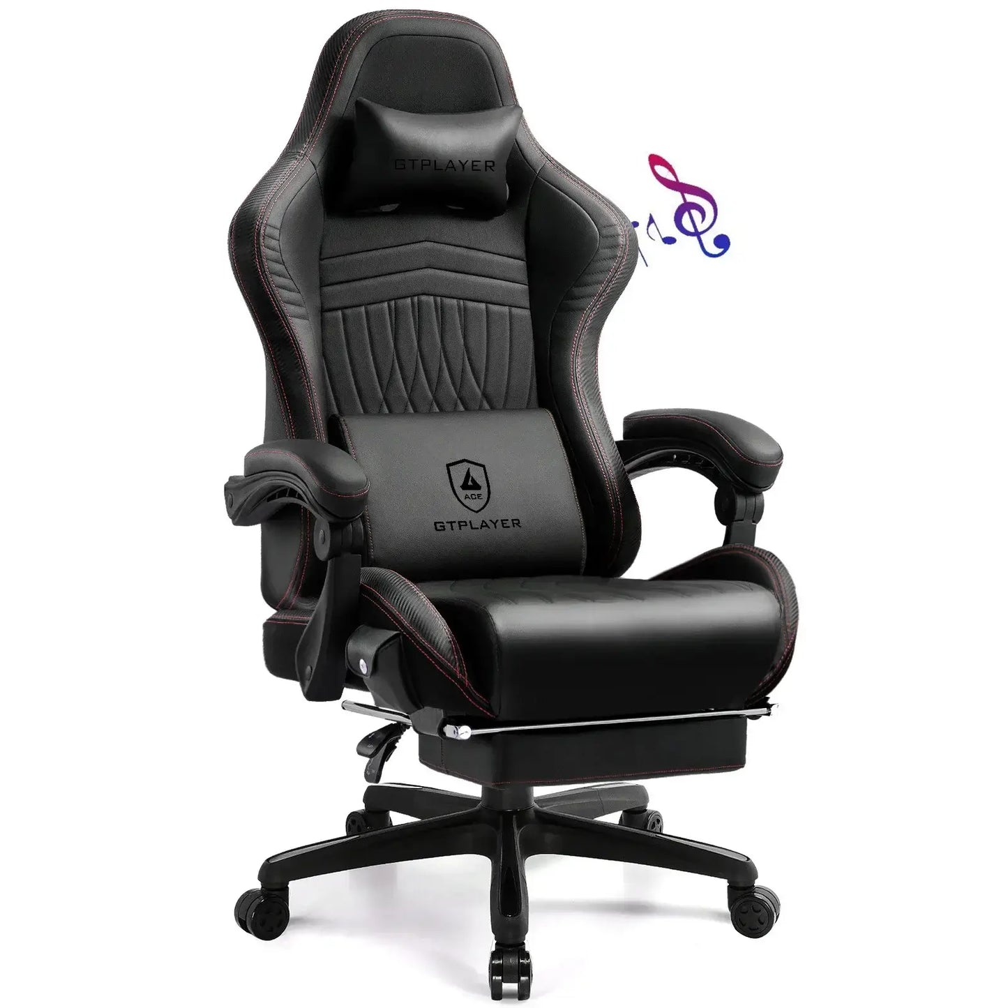 ACE-PRO Gaming-Stuhl in Schwarz mit Fußstütze