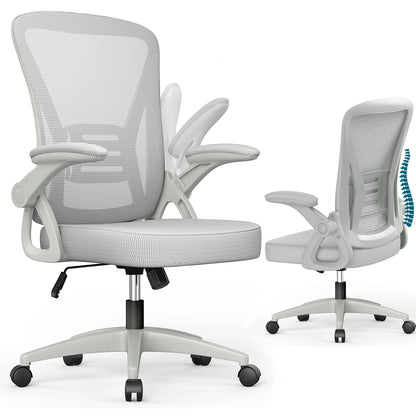 Ergonomischer Bürostuhl in Grau – Vorder- und Rückansicht