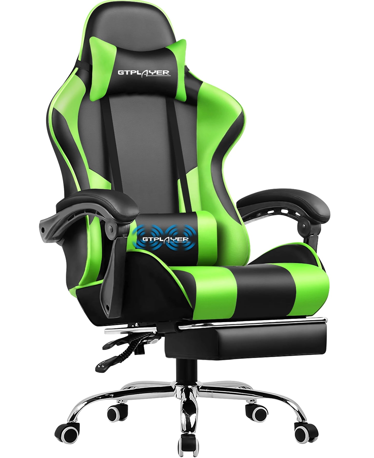 Gaming-Stuhl mit Massage in Grün – Produktansicht