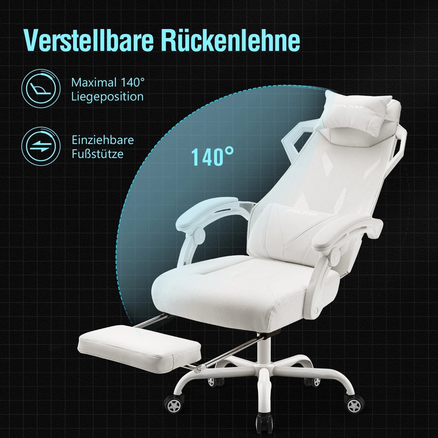 Ergonomischer Bürostuhl mit gepolsterten Armlehnen und hoher Rückenlehne