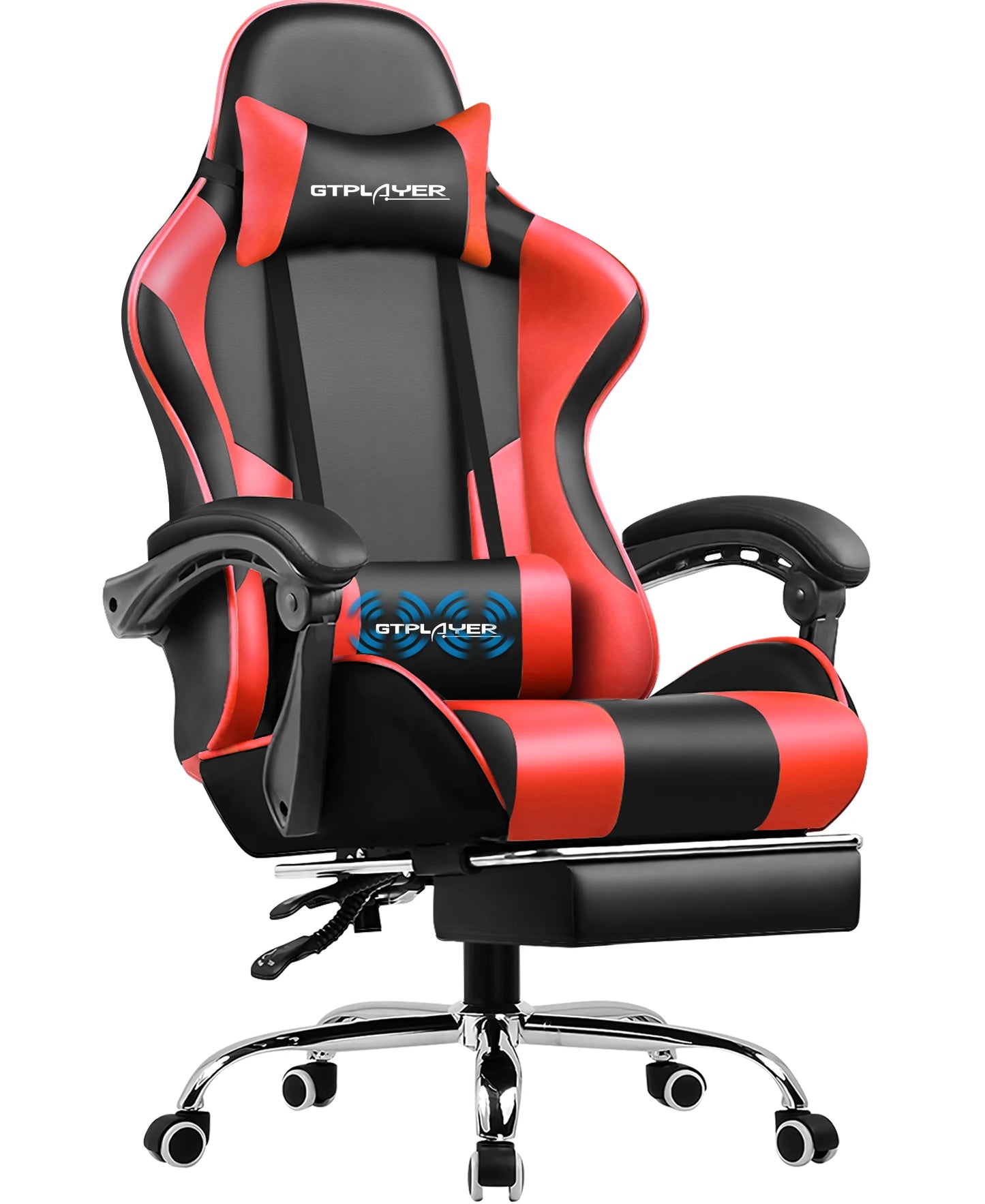 Gaming-Stuhl mit Massage in Rot – Produktansicht