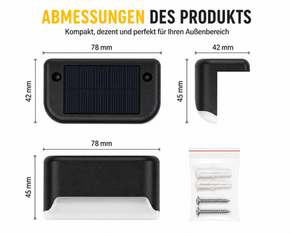 Solar LED Treppenleuchten Set mit Solarpanel und Zubehör