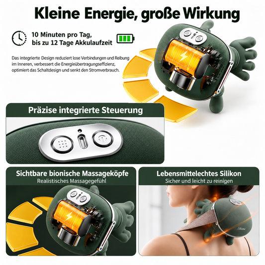 Nacken- und Schultermassagegerät mit 4D-Knetmassage & Wärmefunktion