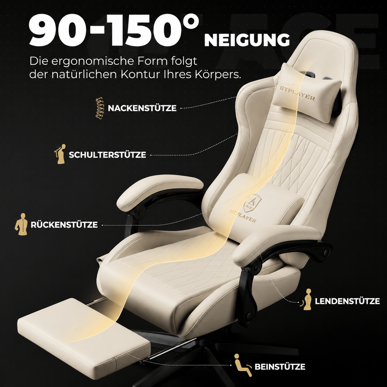 ACE-PRO Gaming-Stuhl mit ergonomischer Rückenlehne