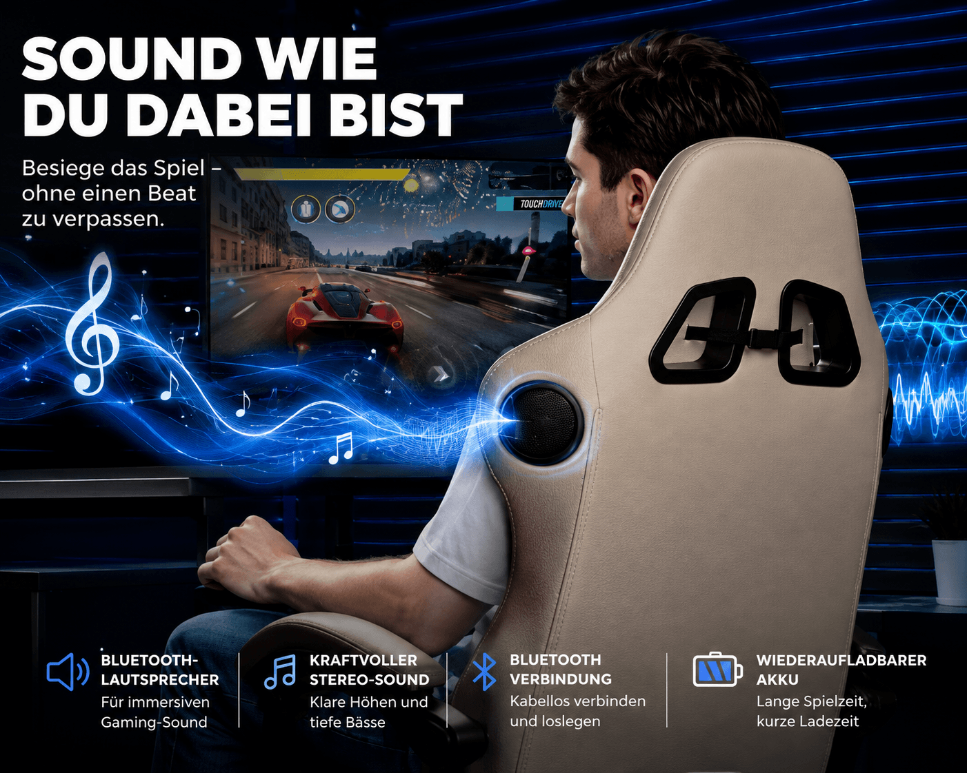 ACE-PRO Gaming-Stuhl mit Lautsprechern für Gaming und Unterhaltung