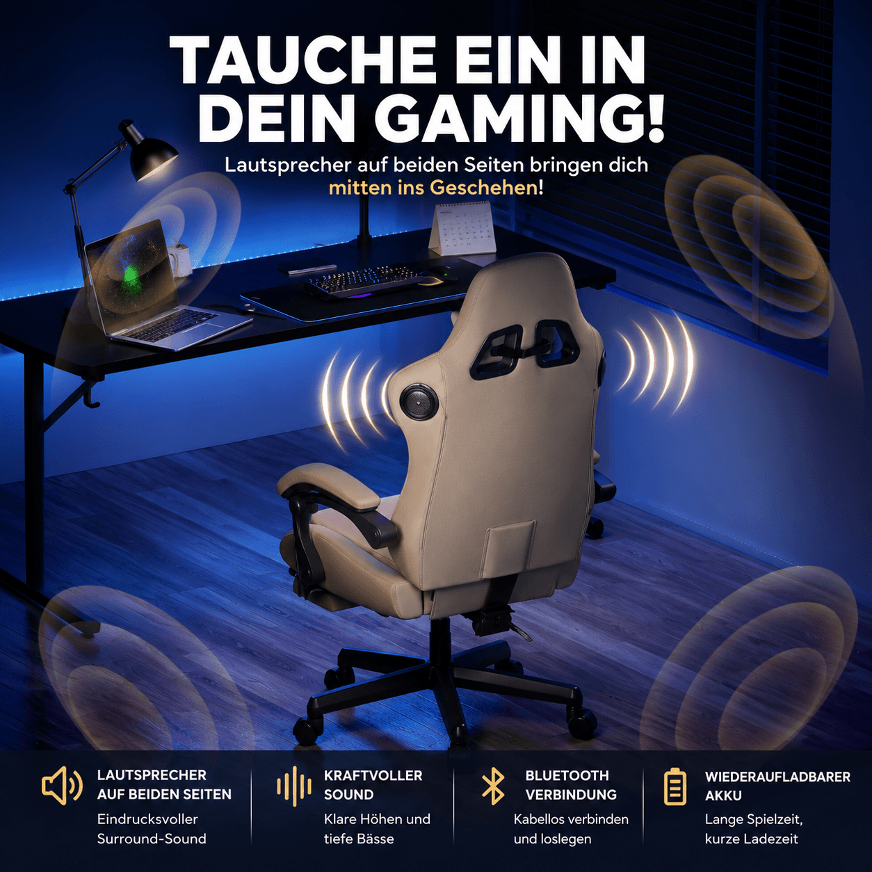 ACE-PRO Gaming-Stuhl mit integrierten Stereo-Lautsprechern