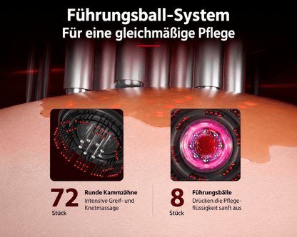 Elektrisches Kopfhautmassagegerät mit 72 Massagezähnen und Rotlichtfunktion