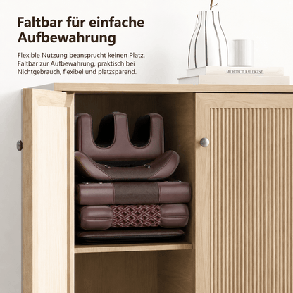 Elektrische Ganzkörper-Massagematte platzsparend zusammengefaltet und verstaut