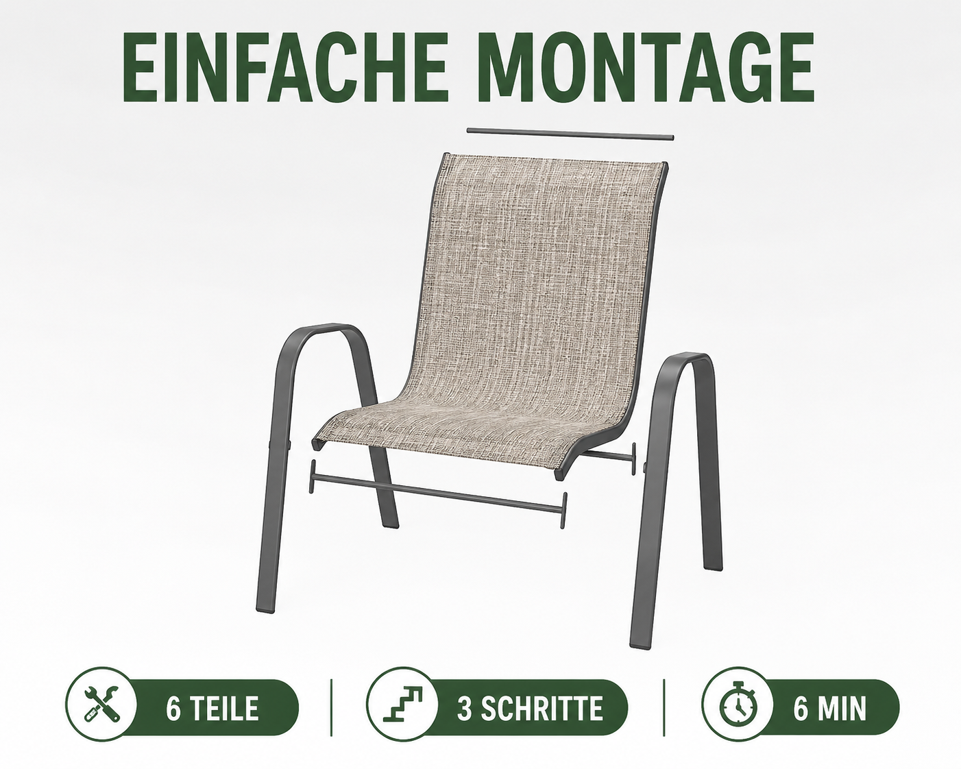 6er-Set stapelbare Terrassenstühle – Übersicht zur einfachen Montage des Gartenstuhls