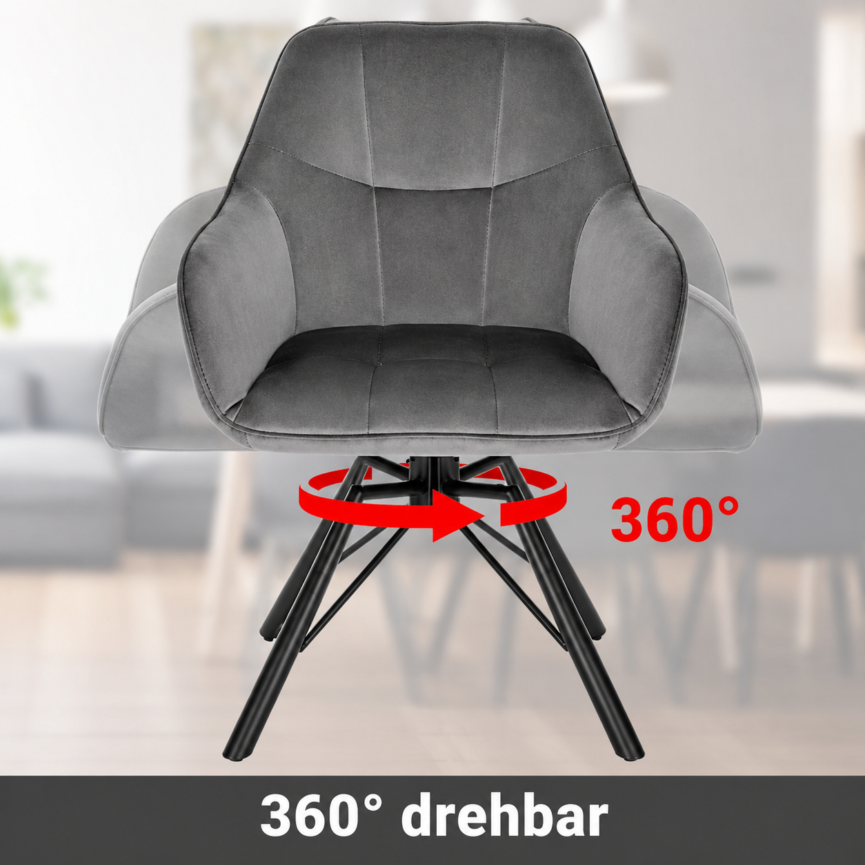 WOLTU 2er-Set Esszimmerstühle mit Armlehnen – 360° drehbar & gepolstert