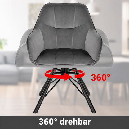 WOLTU 2er-Set Esszimmerstühle mit Armlehnen – 360° drehbar & gepolstert