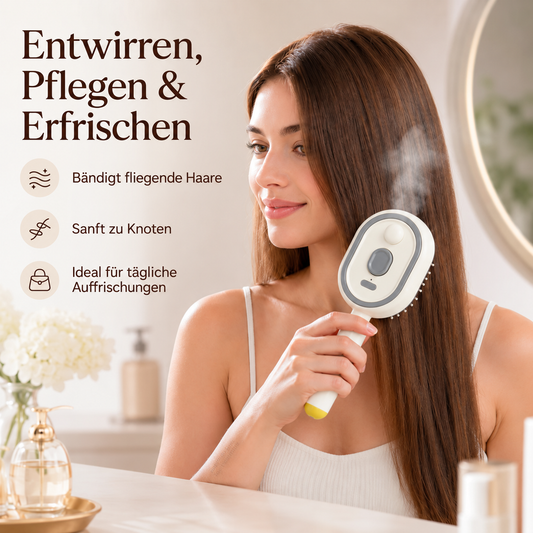 Elektrische Nano-Spray-Haarbürste mit Kopfhautmassage, Rotlicht & Selbstreinigung