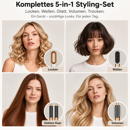 5-in-1 Heißluft-Multistyler mit Lockenaufsätzen, Glättbürste & Föhnfunktion