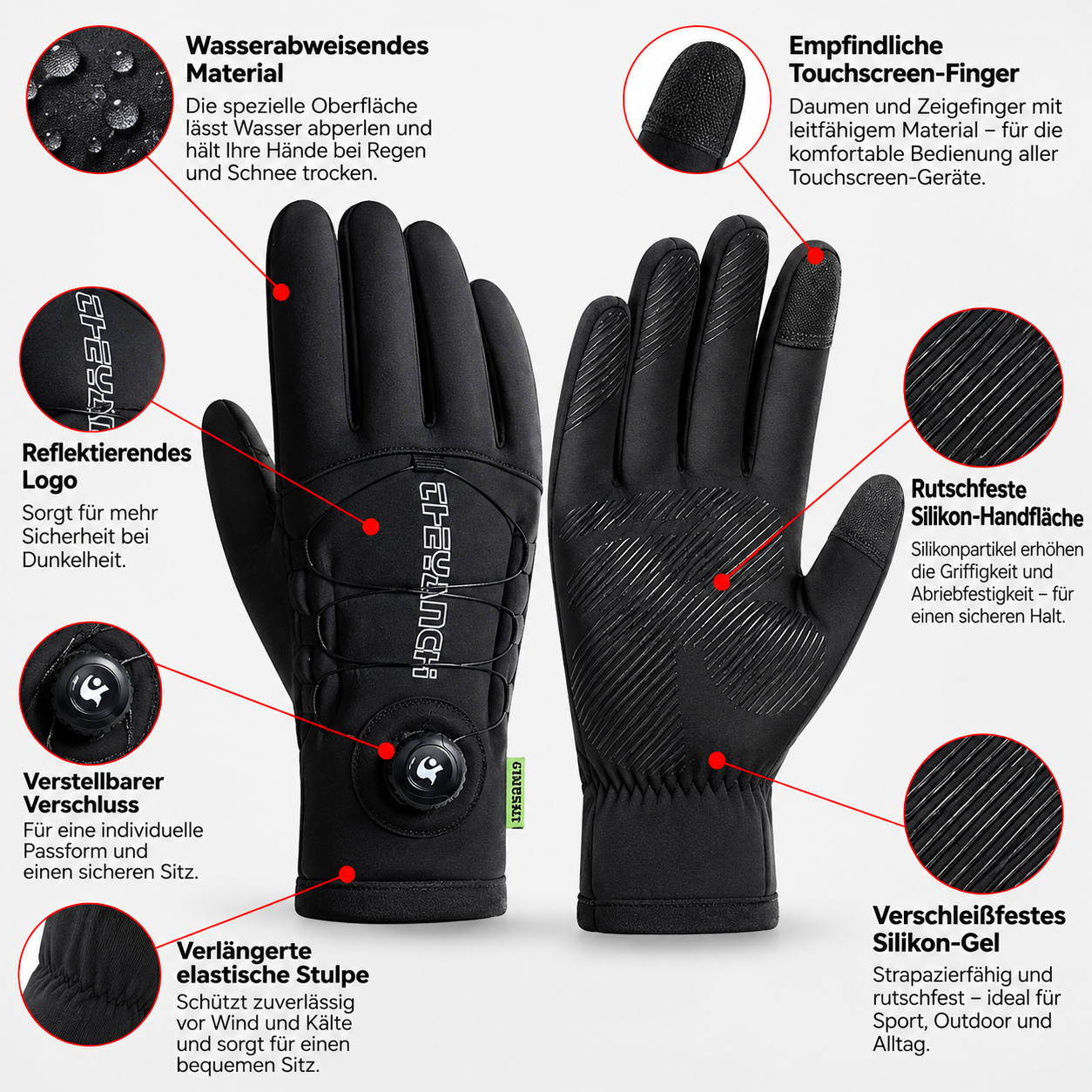 GTUBIKE Thermo-Fahrradhandschuhe – Winddicht, wasserabweisend & Touchscreen