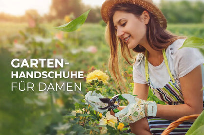 Gartenhandschuhe für Damen beim Pflanzen und Arbeiten im Blumenbeet