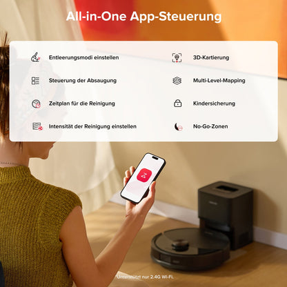 Roborock Q10 S5+ mit App-Steuerung für Reinigungspläne, Räume und Sperrzonen