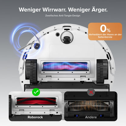 Roborock Q10 S5+ mit zweifachem Anti-Tangle-Design für Haupt- und Seitenbürste