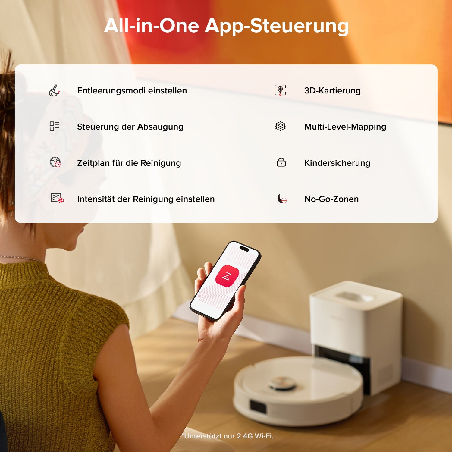 Roborock Q10 S5+ mit Roborock App zur individuellen Steuerung der Bodenreinigung
