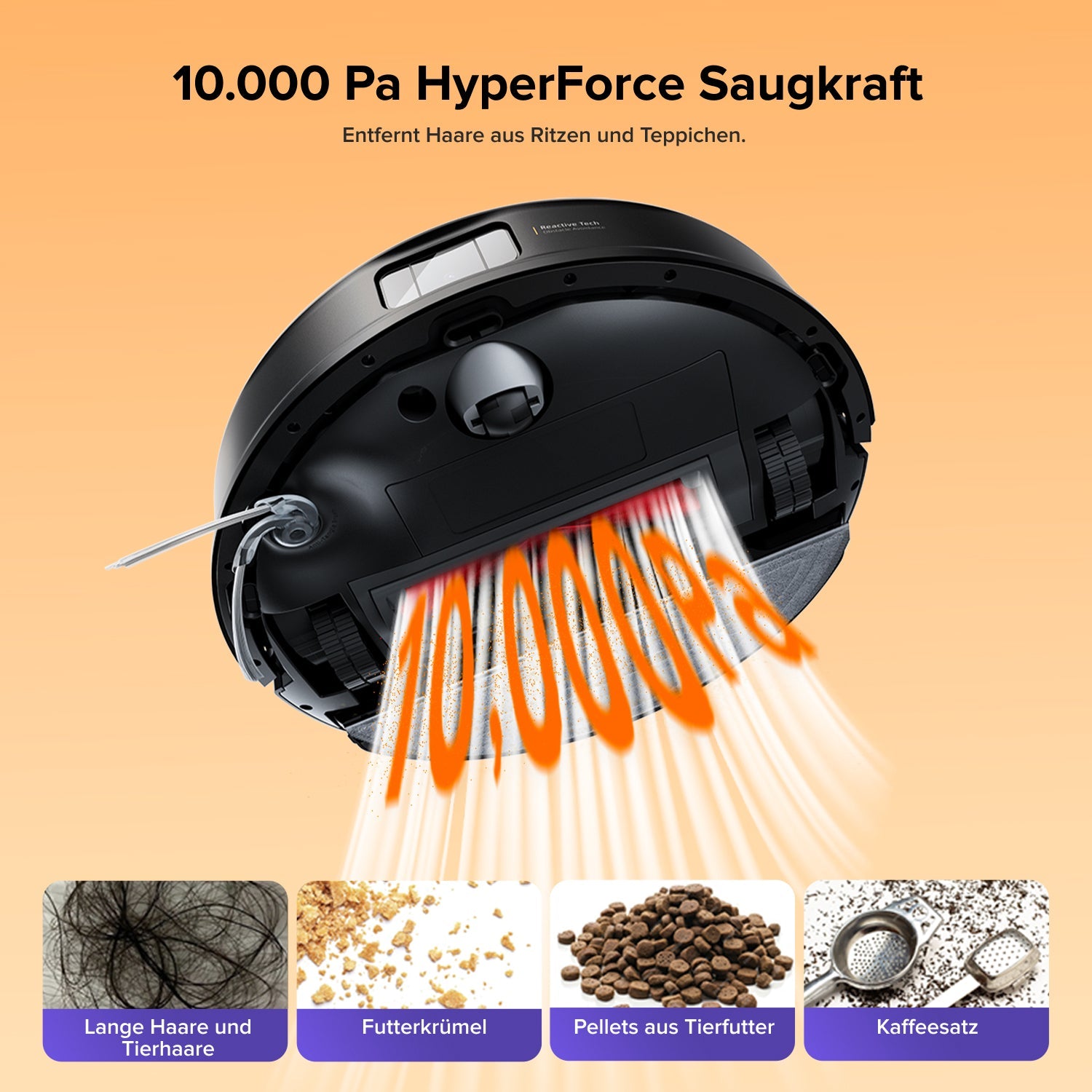 Roborock Q10 S5+ Saug- und Wischroboter in Schwarz mit 10.000 Pa Saugkraft