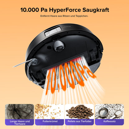 Roborock Q10 S5+ mit 10.000 Pa HyperForce-Saugkraft für verschiedene Verschmutzungen