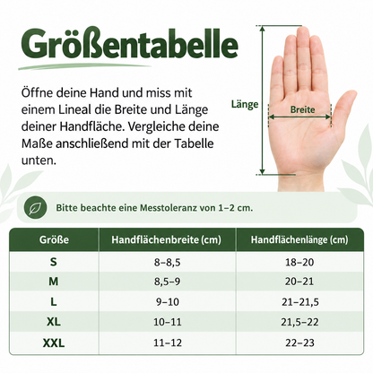 Winterhandschuhe Touchscreen Größentabelle für S bis XXL mit Handbreite und Handlänge in Zentimetern
