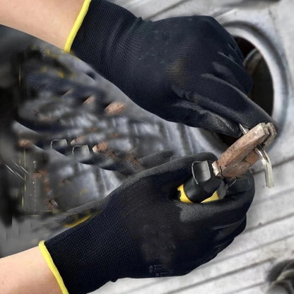 PU Arbeitshandschuhe beim sicheren Greifen von Werkzeug und Material