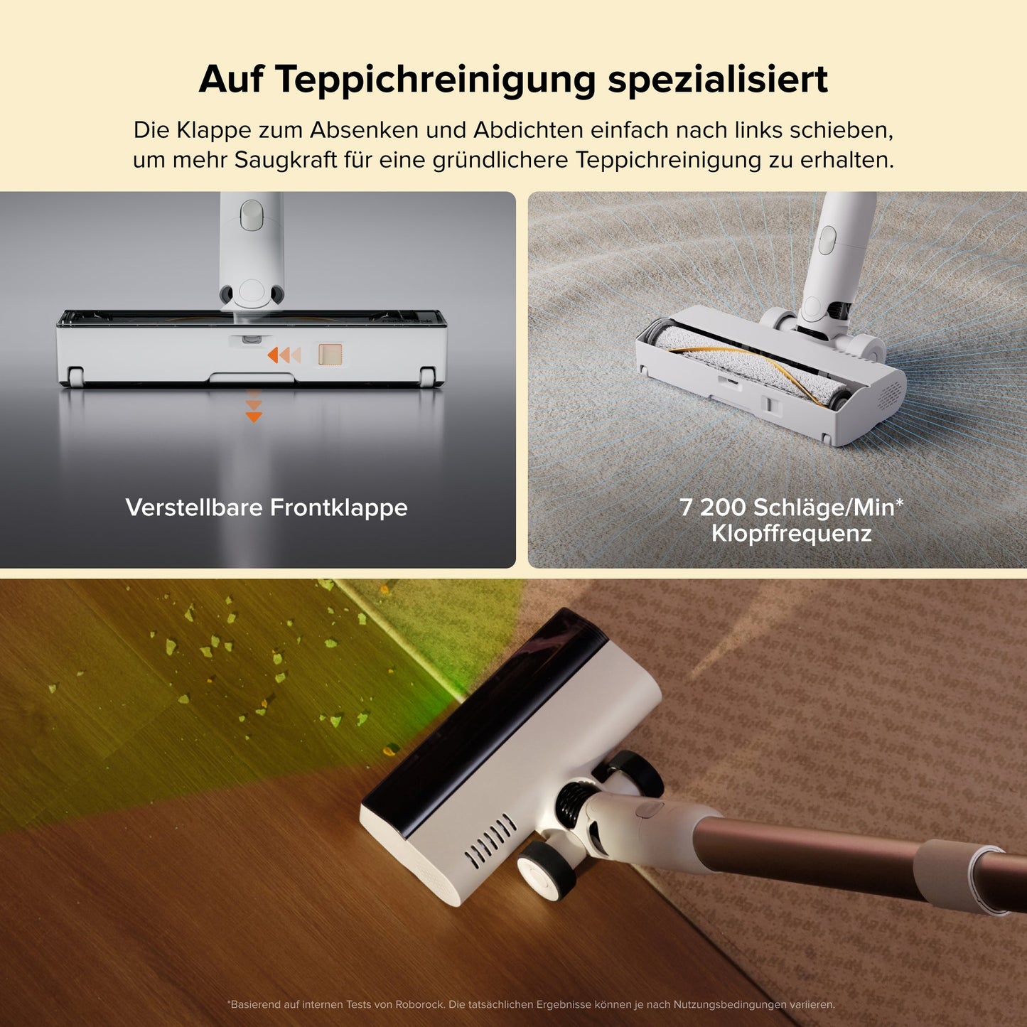 Roborock H60 Hub Akku-Staubsauger mit Bodendüse für die gründliche Teppichreinigung