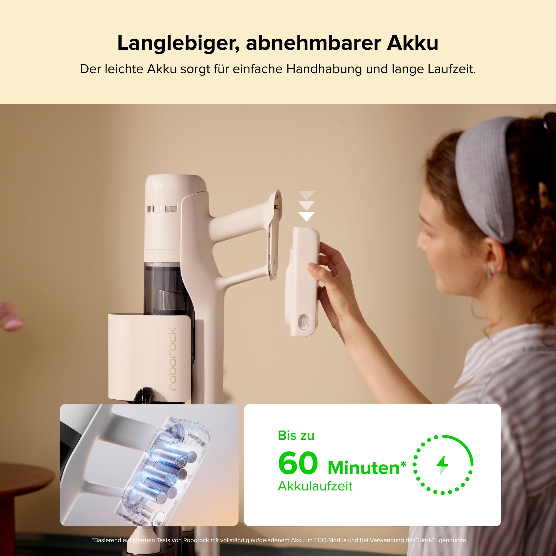 Roborock H60 Hub Akku-Staubsauger bei der Reinigung von Möbeln und schwer erreichbaren Bereichen