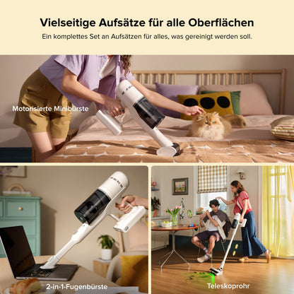 Roborock H60 Hub Akku-Staubsauger mit Aufsätzen für Polster, Möbel und schmale Zwischenräume