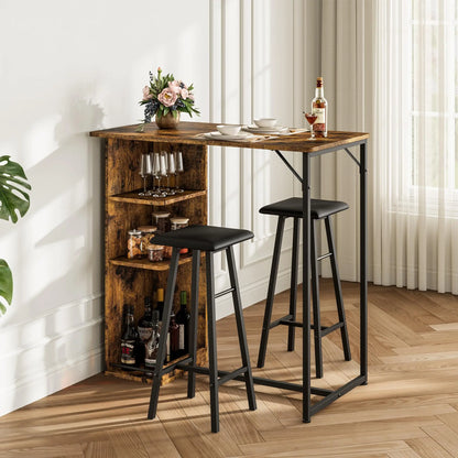Bartisch Set mit 2 Hockern mit platzsparendem Design und integriertem Stauraum